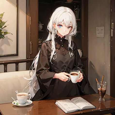 Cafe、coffee、White Hair