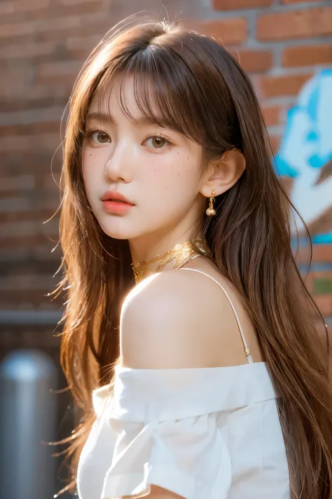 Very realistic 8k cg, Masterpiece, ((Extra detailed background, delicate pattern, complicated details)), best quality, complicated detailss, Chromatic aberration, 1 girl, long hair, golden hair, messy hair, red highlights, hair on one eye, sharp eyes, chok...