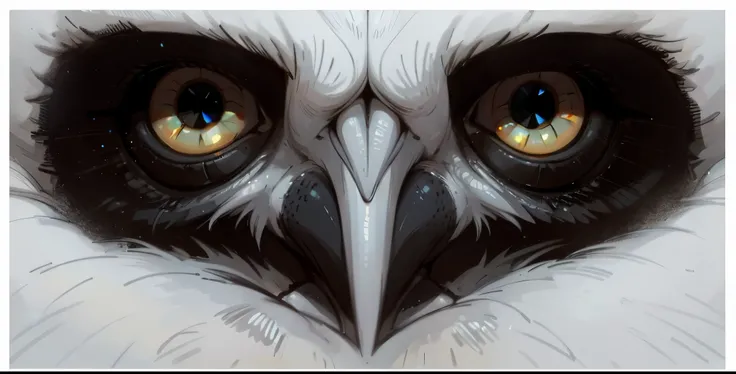 there is a close up of a bird with a very big eye, falcon bird face, very large eyes. symmetry, sparkling bird eyes, intense sta...