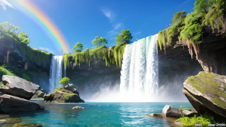 Rainbow Mist Waterfall、Fantasy and beautiful scenery、Fantasy、8ก,Realistic water splash、Delicate and realistic
