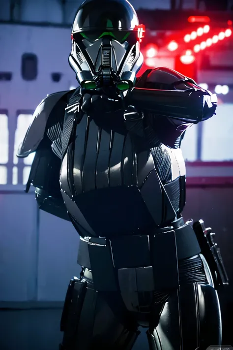 teen girl, star wars Deathtrooper, big thighs sexy teen, with helmet, doing sexy pose