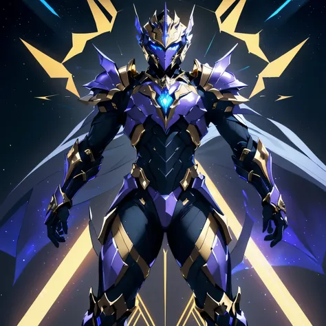Its a man. The image presents a highly detailed and futuristic armor designed for a male warrior. The armor combines elements from different parts to create a cohesive and powerful look.
Helmet: The helmet features a sleek, aerodynamic design with a golde...