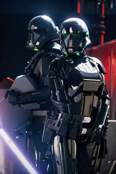 teen girl, star wars Deathtrooper, big thighs sexy teen, with helmet, doing sexy pose