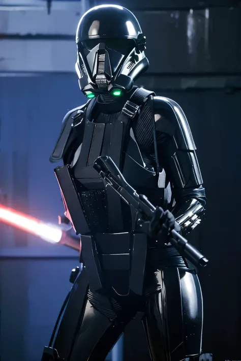 teen girl, star wars Deathtrooper, big thighs sexy teen, with helmet, doing sexy pose