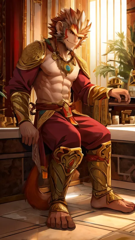 sun wukong the monkey king, smooth skin, seductive, size difference in bathroom