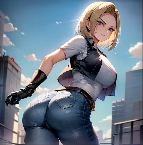 ((1girl)),((alone)), Android 18,(dragon ball Z),(masterpiece), (best quality), (ultra detailed), (best illustration), (best shadow), (absurdities ), sharp focus, cowboy shot, atmospheric perspective, depth of field, dynamic posture, ((looking at viewer)), ...