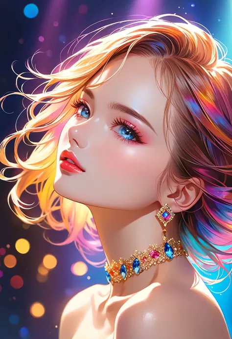 (best quality, highres, realistic:1.37), vivid colors, studio lighting, portraits, bokeh, oil painting, detailed eyes and face, beautiful detailed lips, long eyelashes, youthful appearance, energetic pose, dynamic movement, stage performance, solo performa...