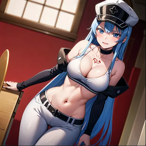 ((1girl)),((alone)), esdeath,(masterpiece), (best quality), (ultra detailed), (best illustration), (best shadow), (absurdities), sharp focus, cowboy photo, looking at viewer, big breasts, narrow waist, wide hips, medium thighs, round butt, dynamic posture,...