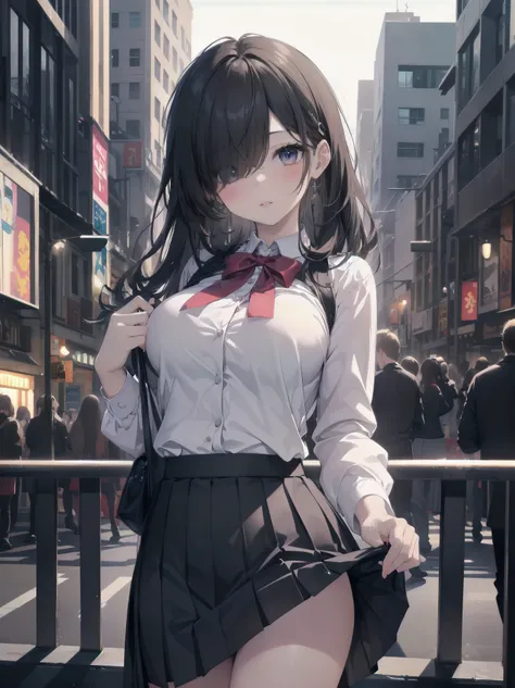 Highly detailed CG Unity 8k wallpaper, best quality, highly detailed, masterpiece, Highly detailed cute girl, 1, (((lifting skirt by herself))), (lifting by herself), dynamic angles, sexy pose, blush, lips apart, looking at the audience , half body shot, (...