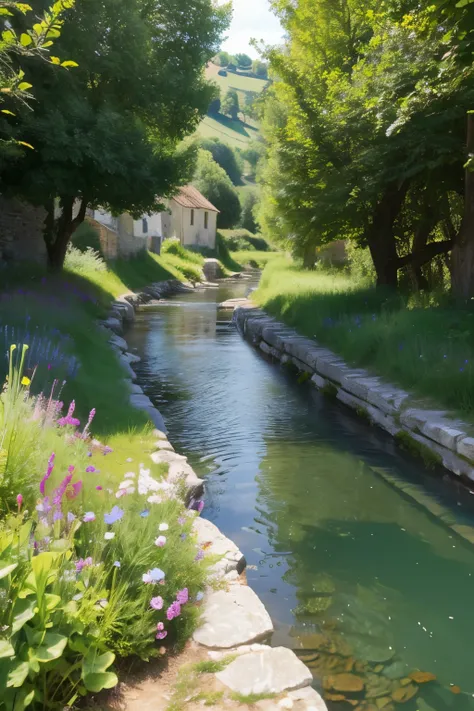 South of France　middle ages　countryside　stream