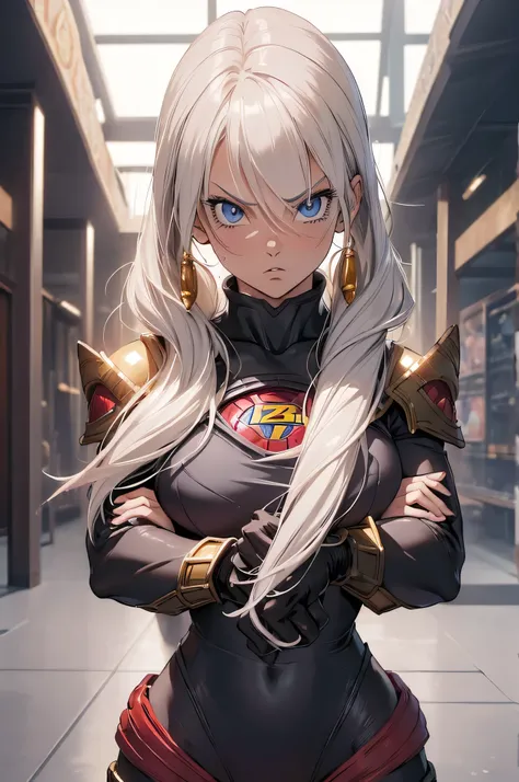 (Highest quality,4K,High resolution,masterpiece:1.2), (Ultra-detailed), (Slender beauty)(Age 27)(Holding a sword:1.3) (Dynamic Art), (looking at the camera) (Dragon Ball Z setting), (The whole body is visible)(Vision:1.8), (Realist,Photorealist,photo-Reali...
