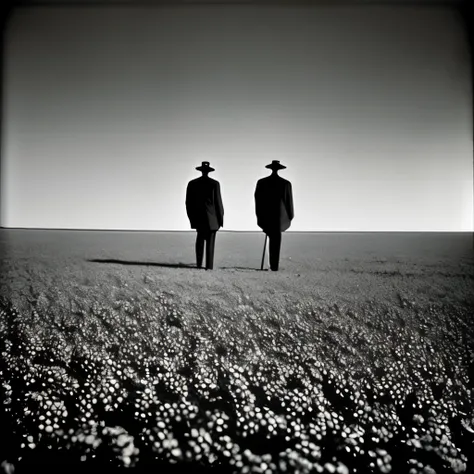 Gilbert Garcin style - Gestalt, Random seed, Dystopia, Dark future, Kodachrome black and white photography from the 1970s