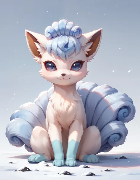 score_9,score_8_up,score_7_up, portrait,feral,full body,epic,gradient background,sitting, alolan vulpix,snow background