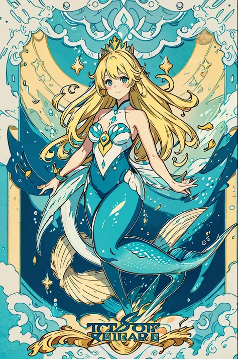 Mermaid，Mermaid，Mermaid女孩，Mermaid尾巴，blonde、Bodysuit style，Scale style，Underwater background，Underwater background，Undersea background，Coral shell background，Seawater background，yellowと緑的鳞片，yellow，end，身上长着end，Girl with fish tail，Blonde，yellowと黄緑の鱗，cute，cute...