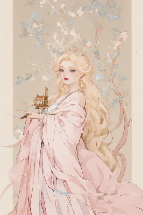 There was a woman in a white dress holding a music box, Guweiz style artwork, guweiz on pixiv artstation, guweiz on artstation pixiv, Gu Weiss, Fantasy art style, Gu Weiss masterpiece, Beautiful and elegant queen, Beautiful character painting, Detailed dig...