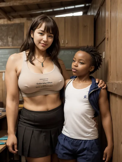 (Mature southkorean!woman & little gradeschooler african!boy), BREAK, Teacher girl, mouth open, 42yo sensual southkorean l!milf teaching in secluded poor african (gradeschool shack) deep by the Kenya forest. dark hair with bangs, lipgloss, natural make-up,...