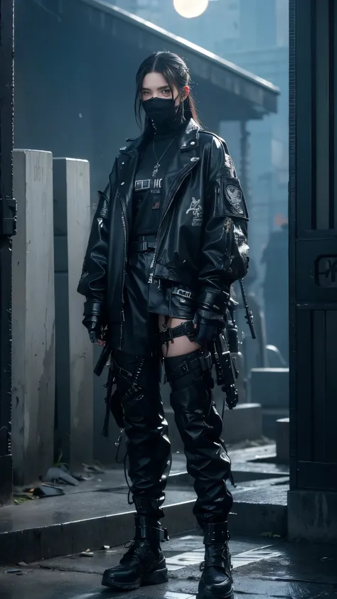 techwear fashion I was born on the cemetery Under the sign of the moon Raised from my grave by the dead And I was made a mercenary In the legions of Hell Now Im king of pain, Im insane . futuristic, cyberpunk, urban, tactical, sleek, dark, highly detailed