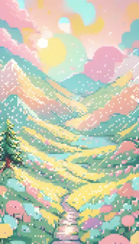 ultrawide landscape aesthetic,Marshmellow dream Colourful Pastel Aesthetic, No People , Magic world