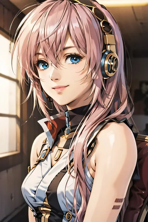 megurine luka, smile, view your viewers, headphones