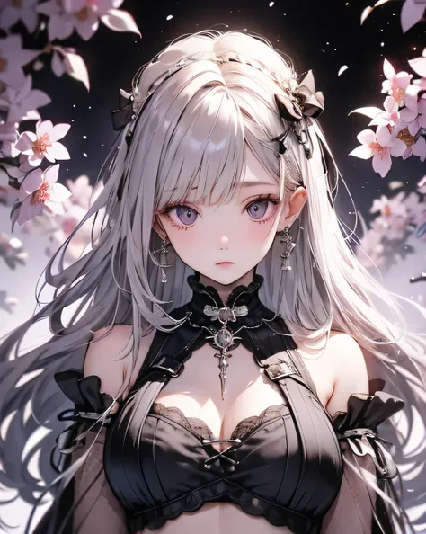 masterpiece best night full moon 1 woman mature woman older sister kind younger sister cold face expressionless silvery white long hair woman light pink lips calm intelligent three belts gray eyes assassin short knife, Flowers, Hand Detail, Finger details,