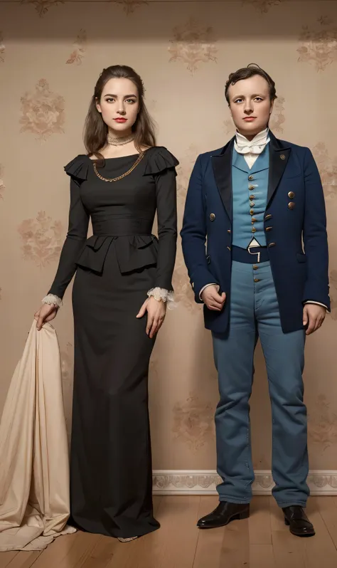 Josephine Beauharnais and her husband Bonaparte Napoleon, viewers view, full-length photo, Realism, UHD, retina, masterpiece, accurate, anatomically correct, textured skin, super detail, high details, high quality, award winning, best quality, highres, 108...