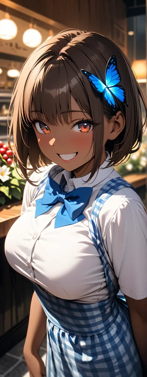 (Beauty: 1.3),One person,masterpiece, Highest quality, Ultra-high resolution,Rich contrast,super high quality,8k,Highly detailed CG unit wallpaper,texture,Unbelievably absurd,Ultra-high resolution,RAW Photos,Depth of Field 1.2,crew, blue bow, blue bowtie, ...