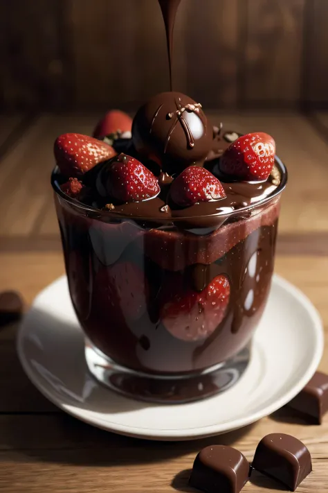 Strawberries with Melted Dark Chocolate