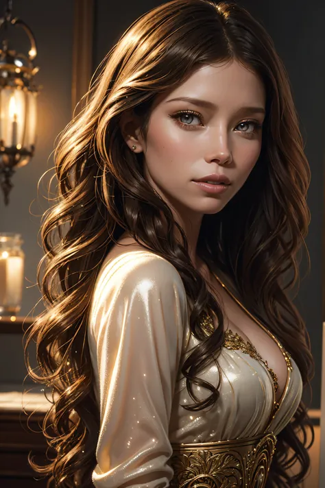 portrait Jessica Biel, wearing beauty bee outfit, in a jar, 6 0 3 0 s, curly hair, intricate, elegant, highly detailed, digital painting, artstation, concept art, smooth, sharp focus, illustration, art by thomas kindkade, charlie bowater, artgerm, greg rut...