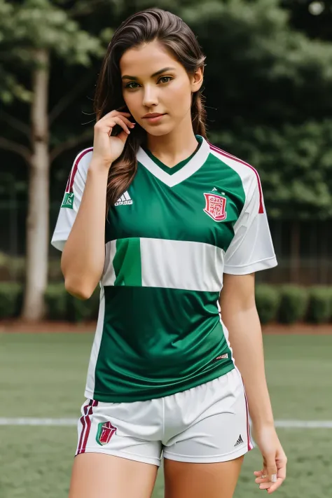 soccer jersey made with White, Green & Maroon Color