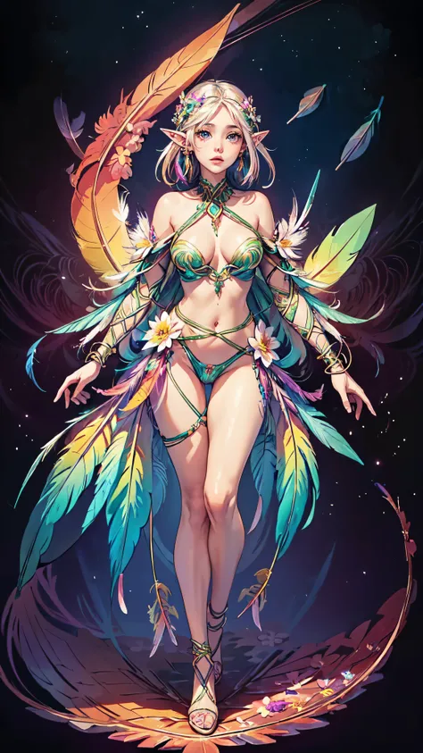 (Official Art, beautifully、aesthetic:1.2), (One girl:1.3),(Fractal Art:1.1),(colorful:1.1)(Flowers:1.3),Most detailed,(Tangled:1.2), whole body, (Abstract background:1.3), (Shiny skin), (Many colors:1.4), ,(Earrings), (feather:1.5),
,full body,etalid dace,...