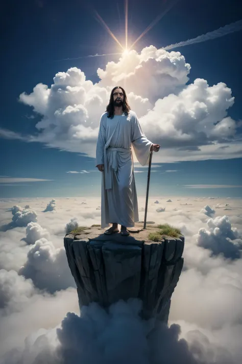 Jesus on top of the clouds