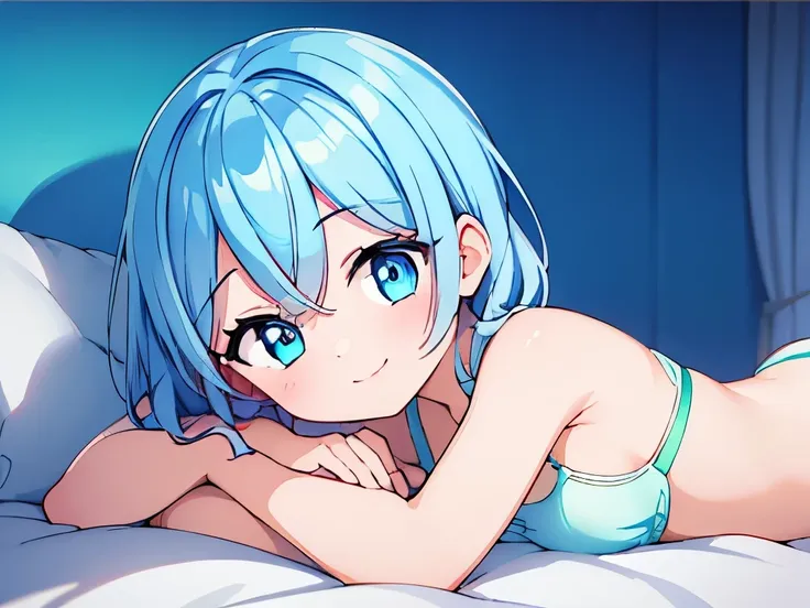 ((masterpiece)), ((best quality)), (ultra-detailed), on the bed, a cute girl, 1girl, solo, underwear00, ((beautiful eyes)), smil...