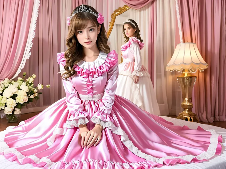 ,highest quality, masterpiece, highest resolution, artwork, super それにget used to it, many get used to it, get used to it, それにget used to it, 3k realistic pictures,,((early teenage little girls)),Ultra-detailed juvenile face,three are princesses,full lengt...