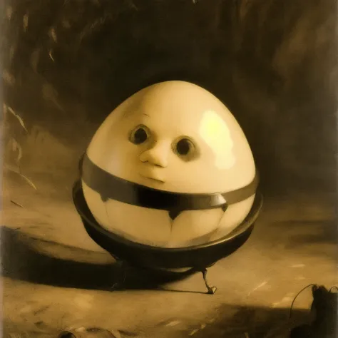 Lithograph by redon、Boiled eggs Humpty Dumpty