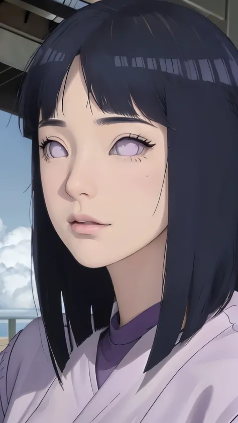 masterpiece、Hinata（bolt）、1 female、solo、Mature beautiful woman、Combat Uniform、Sweat、scenery、Cloudy、Perfect composition、detailedな唇、Large Breasts、Beautiful Face、Body Proportions、blush、（Pink Lips）、Long Hair、Purple Eyes、Soft gaze、shout、Ultra-realistic、detailed、...