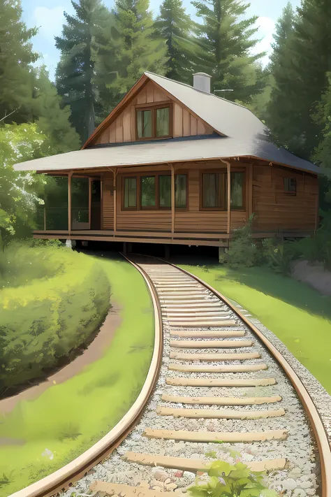 dream house, rail track, some trees