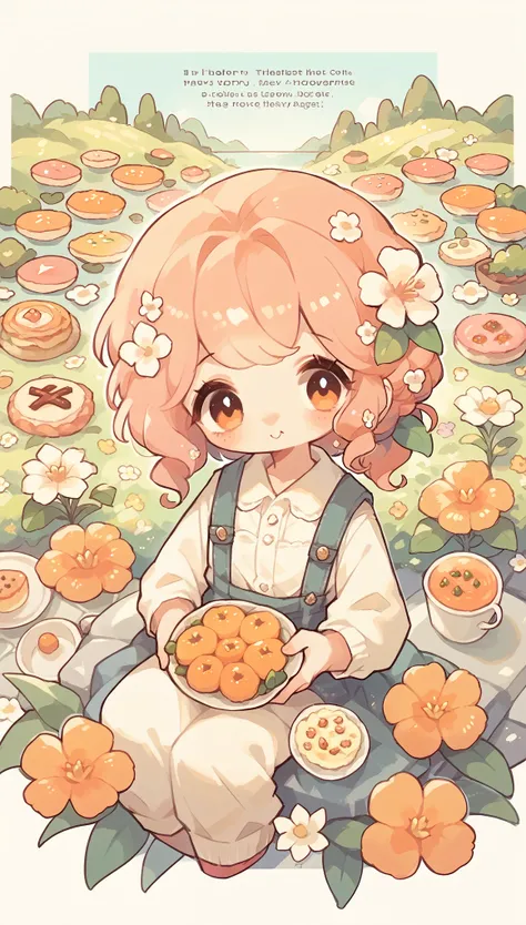 landscape, Flower garden Cozy,Orange Pink , Focus on food