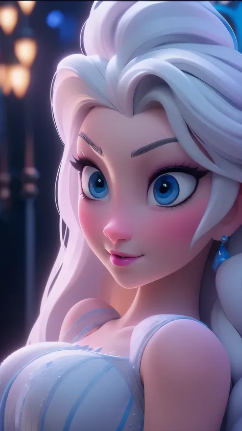 Elsa, (perky breasts), (((small breasts))), smirk:1.2, beautiful blue eyes, (perfect iris’s), depth of colour to her eyes, blonde hair, long hair, braid, full lips, blush, naked, she is showing her vagina, depth of field, bokeh, (special attention to skin ...