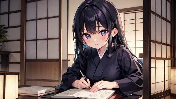 Japanese girl studying