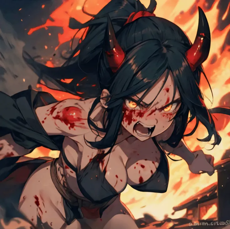 left: flame of hell, dead girl in underwear. right: flame of hell, a strong man with a black aura