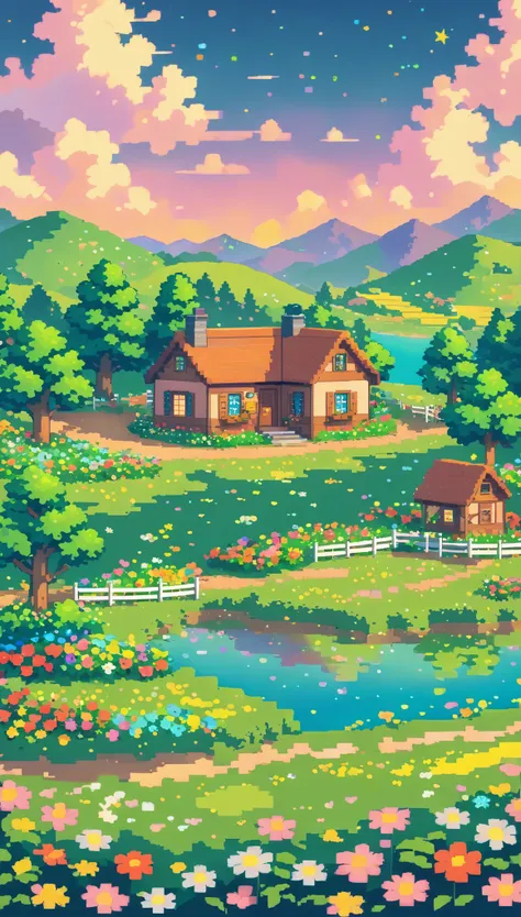 ultrawide landscape lofi stardew valley pixel star valley kawaii cottagecore, no people