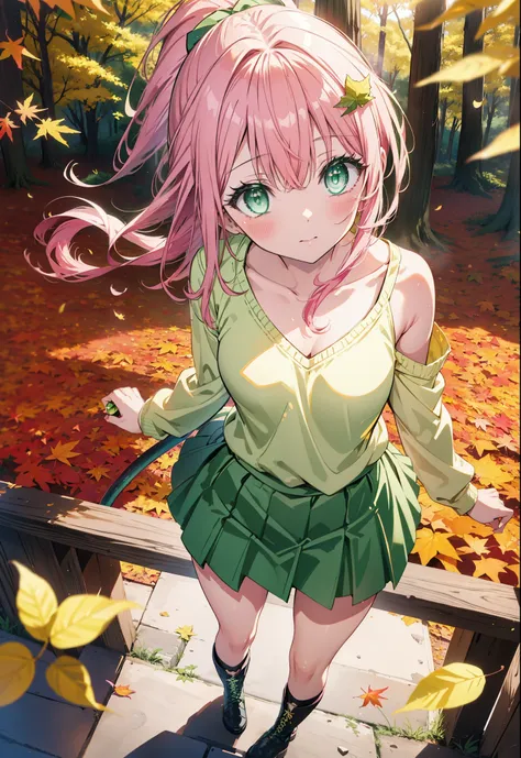 laladevi luke, lara deviluke, long hair, pink hair, tail, ahoge, bangs, hair ornaments, (green eyes:1.5), smile,ponytail,open yo...