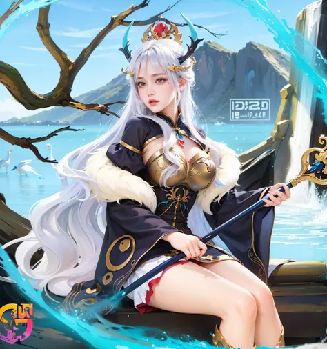 a close up of a girl , detailed strands of hair , big booobs ,  shadowbringers cinematic, 4 k detail fantasy, a beautiful fantasy empress, game cg, xianxia fantasy, xianxia hero, 2. 5 d cgi anime fantasy artwork, cinematic goddess close shot, ruan jia and ...