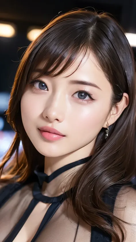 (8k, RAW Photos, Highest quality, masterpiece: 1.2)、Very detailed、Super Resolution、(Full body photography)、Natural color lip、Heavy eye makeup、(Super mini skirt tight dress costume 1.2), Gorgeous Accessories、Straight Hair、H cup breasts、Big Breasts:1.2、(Back...