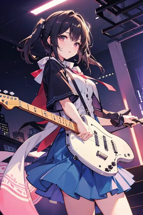 masterpiece、Highest quality、One Girl、guitarist、Backlight、live house、high resolution