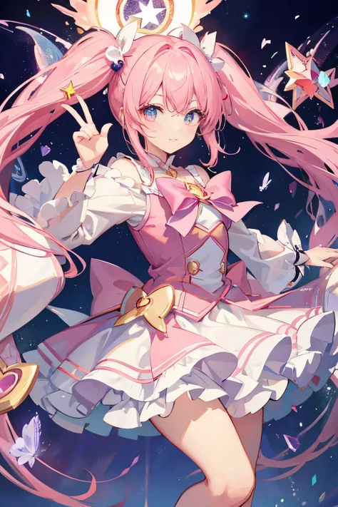 masterpiece、Highest quality、Magical girl、Magic wand、Twin tails、Pink、high resolution