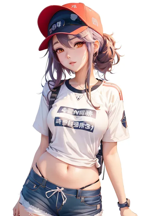 anime girl with a baseball cap and shorts posing for a picture, guweiz, smooth anime cg art, seductive anime girl, anime visual of a cute girl, attractive anime girl, anime moe artstyle, anime girl, makoto shinka, an anime girl, shikamimi, made with anime ...