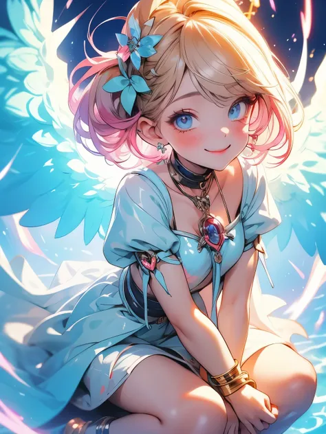 cute fantasy anime girl, electric, thunderbolt