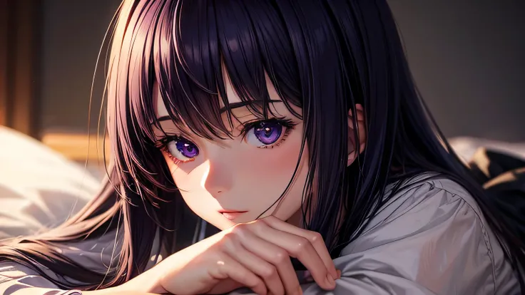 Best quality lofi anime images Masterpiece Ultra-high resolution (Realism: 1.4) Original image Cinematic lighting Deep purple
1Girl Tyndall effect Light and shadow Shadow