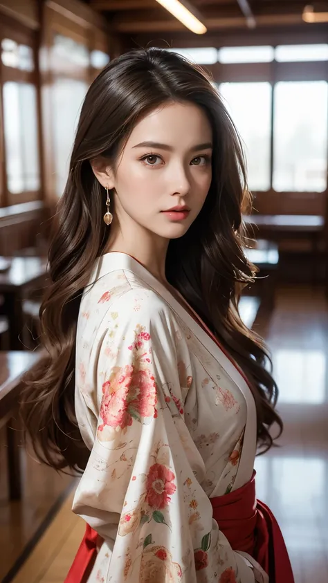 highest quality、Perfect Face、Perfect Style、perfect body、Sunburn、beautiful lady、mature、long curly layer brown hair、Swept-back hair、full body, sexly 、charming、healthy、of the highest quality、8K、
a beautiful lady in kimonos posing, in the style of liam sharp, ...